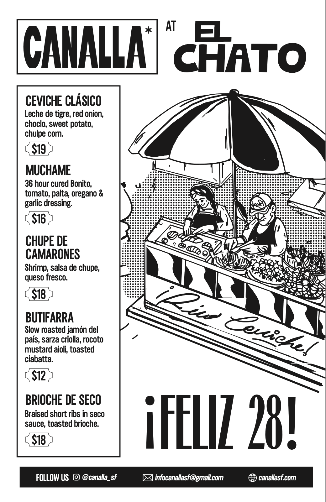 Canalla popup July 28, 2025